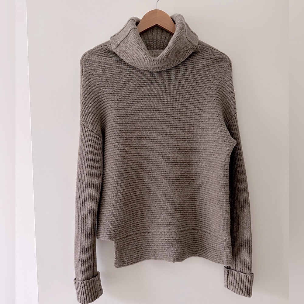 Aritzia Taupe Cozy Ribbed Turtleneck Sweater